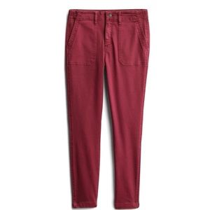 Mid Rise Utility Pocket Pant - Burgundy - Size 6